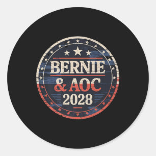 Bernie Sanders en AOC 2028 voor President Ronde Sticker