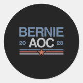 Bernie Sanders en AOC met lange mouwen Ronde Sticker (Voorkant)
