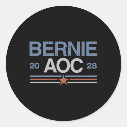 Bernie Sanders en AOC met lange mouwen Ronde Sticker (Voorkant)