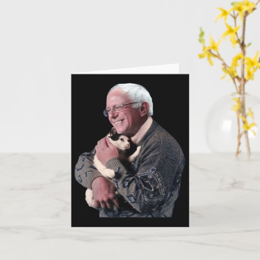 Bernie Sanders Hugging Cat Shirt Cute Animal Lover Kaart (Gele Bloem)
