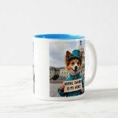 Bernie Sanders is mijn held Fox Terrier-demonstran Tweekleurige Koffiemok (Voorkant rechts)