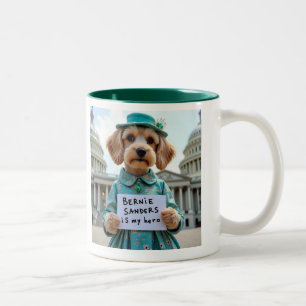Bernie Sanders is mijn Schattigee hond Tweekleurige Koffiemok