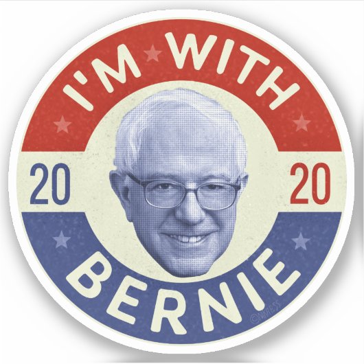 Bernie Sanders President 2020 Democraat Foto Retro Sticker (Voorkant)