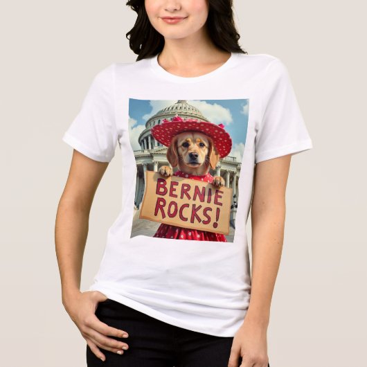 Bernie Sanders Rocks Schattige Dog Tri-Blend Shirt (Voorkant)