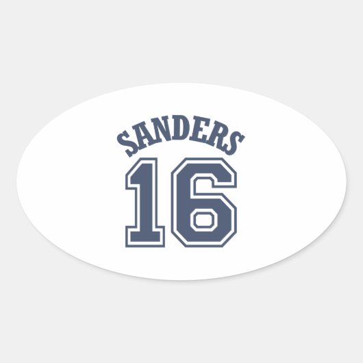 Bernie Sanders Sports Jersey Nummer 16 Ovale Sticker (Voorkant)