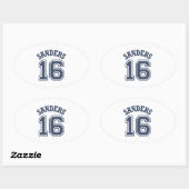 Bernie Sanders Sports Jersey Nummer 16 Ovale Sticker (Vel)