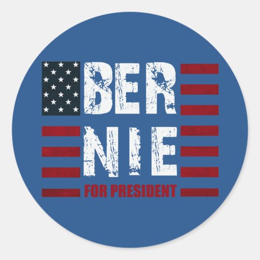Bernie Sanders US Flag Ronde Sticker (Voorkant)