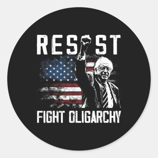 Bernie Sanders vecht tegen oligarchie Ronde Sticker (Voorkant)