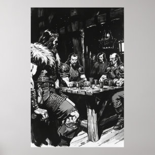 Bernie Wrightson Zwart Ink Comic Art Style Poster