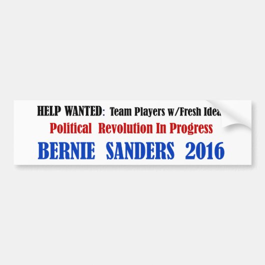 BernieSanders: Politieke revolutie op wit Bumpersticker (Voorkant)