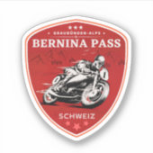 Bernina pass swiss-alps motortournee sticker (Voorkant)