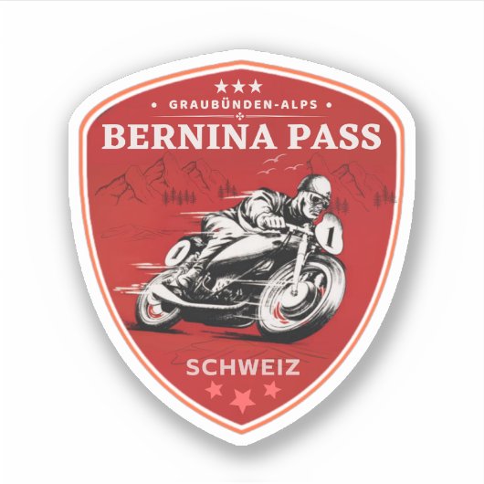 Bernina pass swiss-alps motortournee sticker (Voorkant)