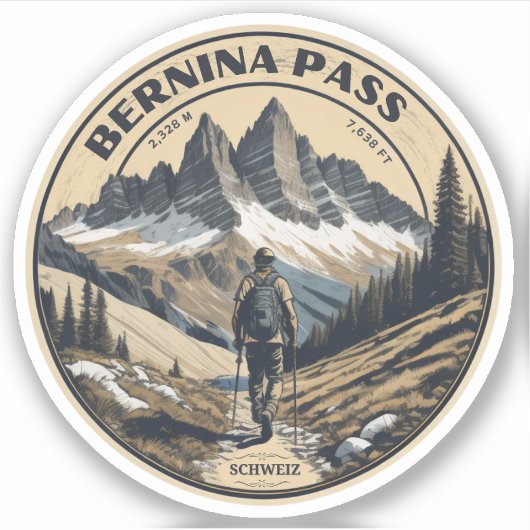 Bernina Pass Zwitserland Outdoors Mountain Pass Sticker (Voorkant)