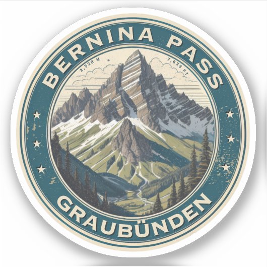 Bernina Pass Zwitserland Outdoors Mountain Pass Sticker (Voorkant)