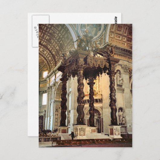 Bernini's bladerdak boven het hoge altaar briefkaart (Voorkant / Achterkant)