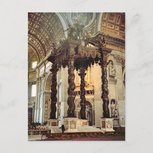 Bernini's bladerdak boven het hoge altaar briefkaart (Voorkant)