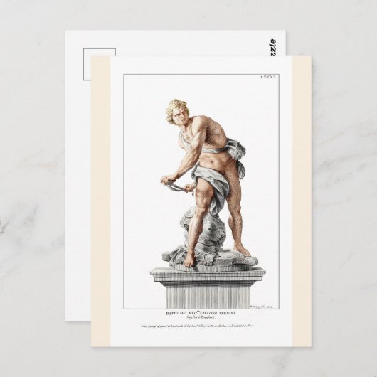 Bernini's David in een gravure van Nicolas Dorigny Briefkaart (Voorkant / Achterkant)