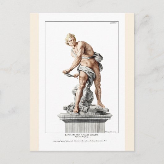 Bernini's David in een gravure van Nicolas Dorigny Briefkaart (Voorkant)