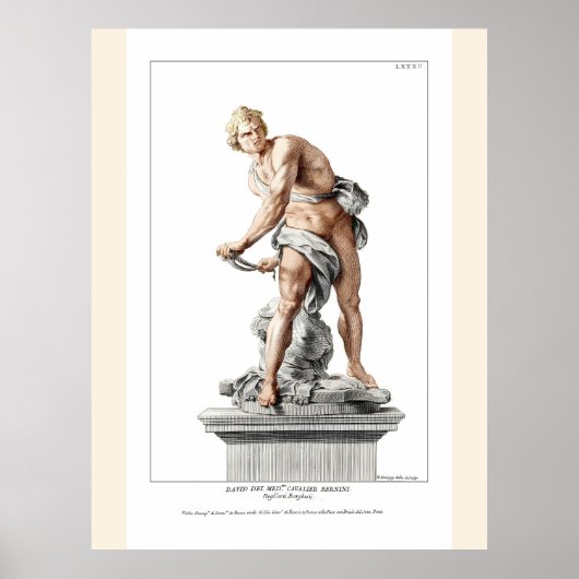 Bernini's David in een gravure van Nicolas Dorigny Poster (Voorkant)