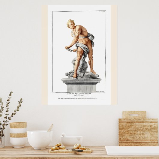 Bernini's David in een gravure van Nicolas Dorigny Poster (Keuken)