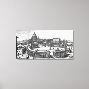 Bernini's oorspronkelijke plan voor het Sint-Peter Canvas Afdruk