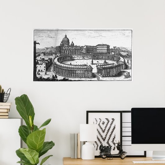 Bernini's oorspronkelijke plan voor het Sint-Peter Poster (Thuiskantoor)