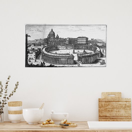 Bernini's oorspronkelijke plan voor het Sint-Peter Poster (Keuken)