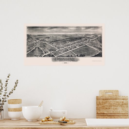 Bernville, PA Panoramic Map - 1898 Poster (Keuken)