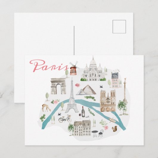 beroemd Briefkaart Landmarks Paris (Voorkant / Achterkant)