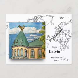 Beroemd Kat Huis, Riga Letland Briefkaart
