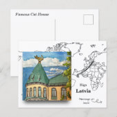 Beroemd Kat Huis, Riga Letland Briefkaart (Voorkant / Achterkant)