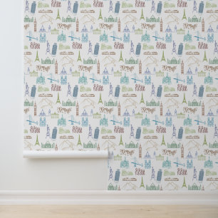 beroemd Landmarks Pattern Behang