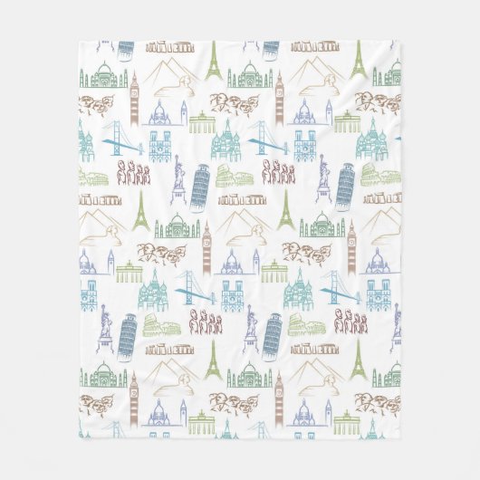 beroemd Landmarks Pattern Fleece Deken (Voorkant)