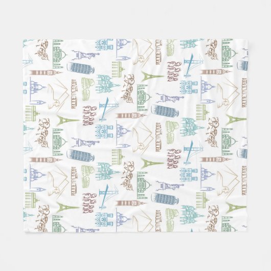 beroemd Landmarks Pattern Fleece Deken (Voorkant (Horizontaal))