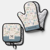 beroemd Landmarks Pattern Ovenwant & Pannenlap Set (Voorkant / Achterkant)