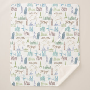 beroemd Landmarks Pattern Sherpa Deken
