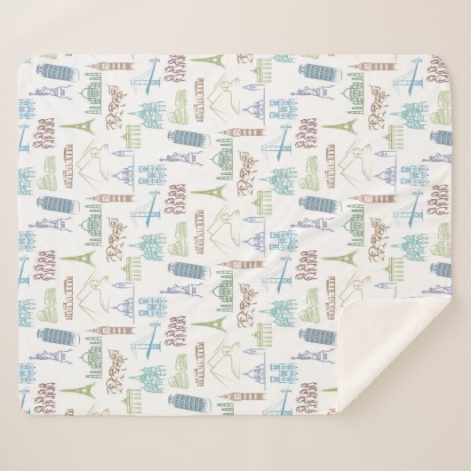 beroemd Landmarks Pattern Sherpa Deken (Voorkant (horizontaal))