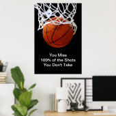beroemd Motivatie Citaat Basketball Poster (Thuiskantoor)