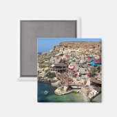 beroemd Popeye-dorp met kleurrijke huizen, Malta Magneet (Voorkant / Achterkant)