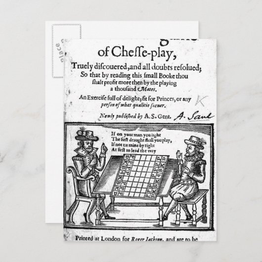beroemd spel Chess, 1614 Briefkaart (Voorkant / Achterkant)