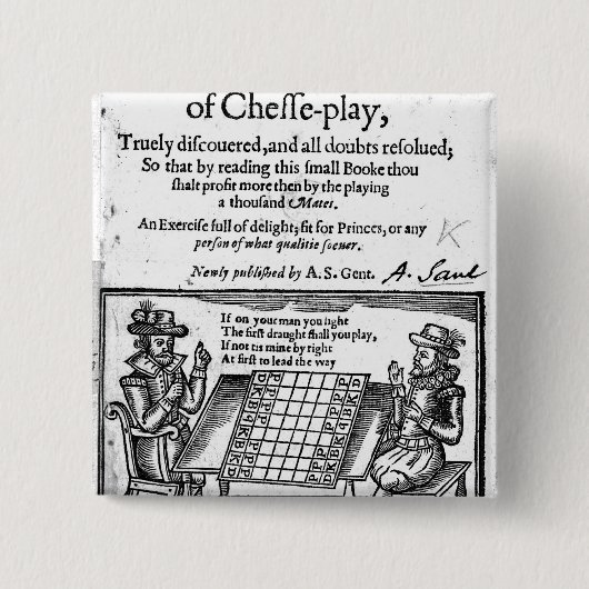 beroemd spel Chess, 1614 Vierkante Button 5,1 Cm (Voorkant)
