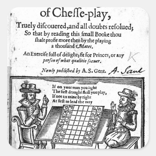 beroemd spel Chess, 1614 Vierkante Sticker (Voorkant)