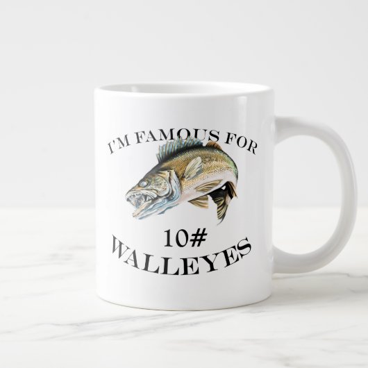 beroemd voor 10 LB-walleyes Gepersonaliseerd Grote Koffiekop (Rechts)