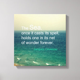 BEROEMD ZEE QUOTE JACQUES COUSTEAU FOTO KUNST CANVAS AFDRUK