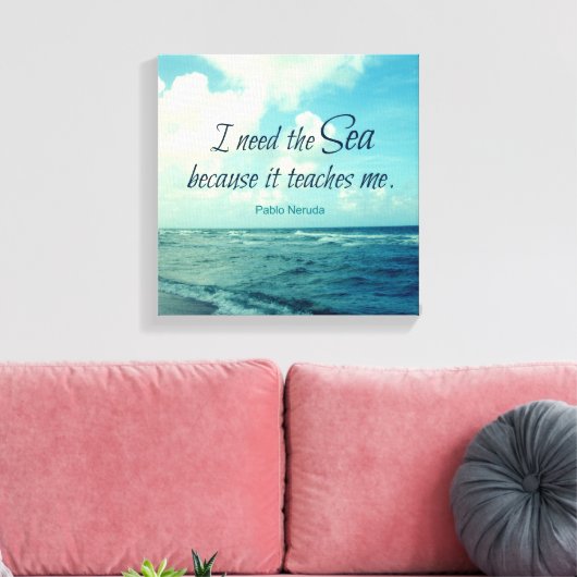 BEROEMD ZEE QUOTE PABLO NERUDA FOTO KUNST CANVAS AFDRUK (Insitu (Woonkamer))