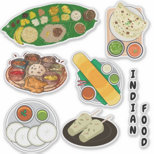 Beroemd Zuid-Indiaas eten Sticker (Voorkant)
