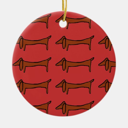 beroemde Abstracte Dachshund Keramisch Ornament (Voorkant)