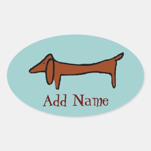 beroemde Abstracte Dachshund Ovale Sticker (Voorkant)