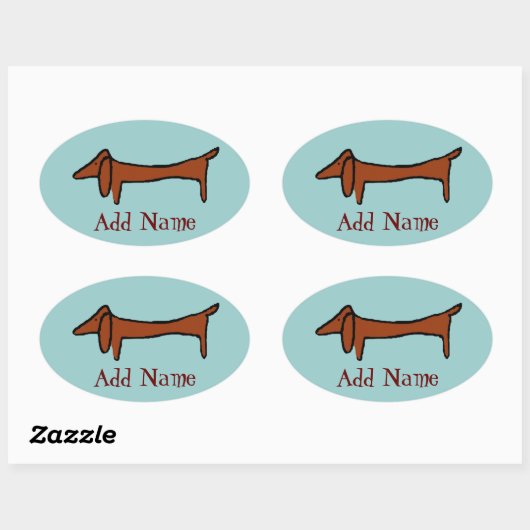 beroemde Abstracte Dachshund Ovale Sticker (Vel)