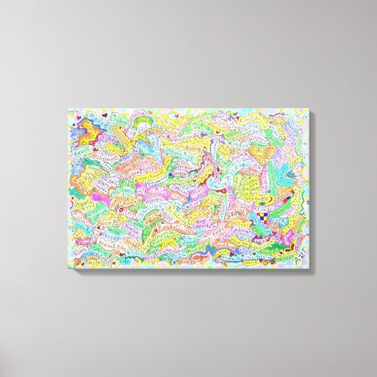 Beroemde artiesten Namen en Art Words Canvas Afdruk (Voorkant)